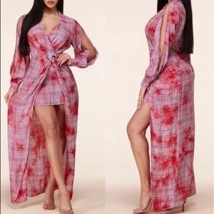 Tie dye High-low pink maxi dress small